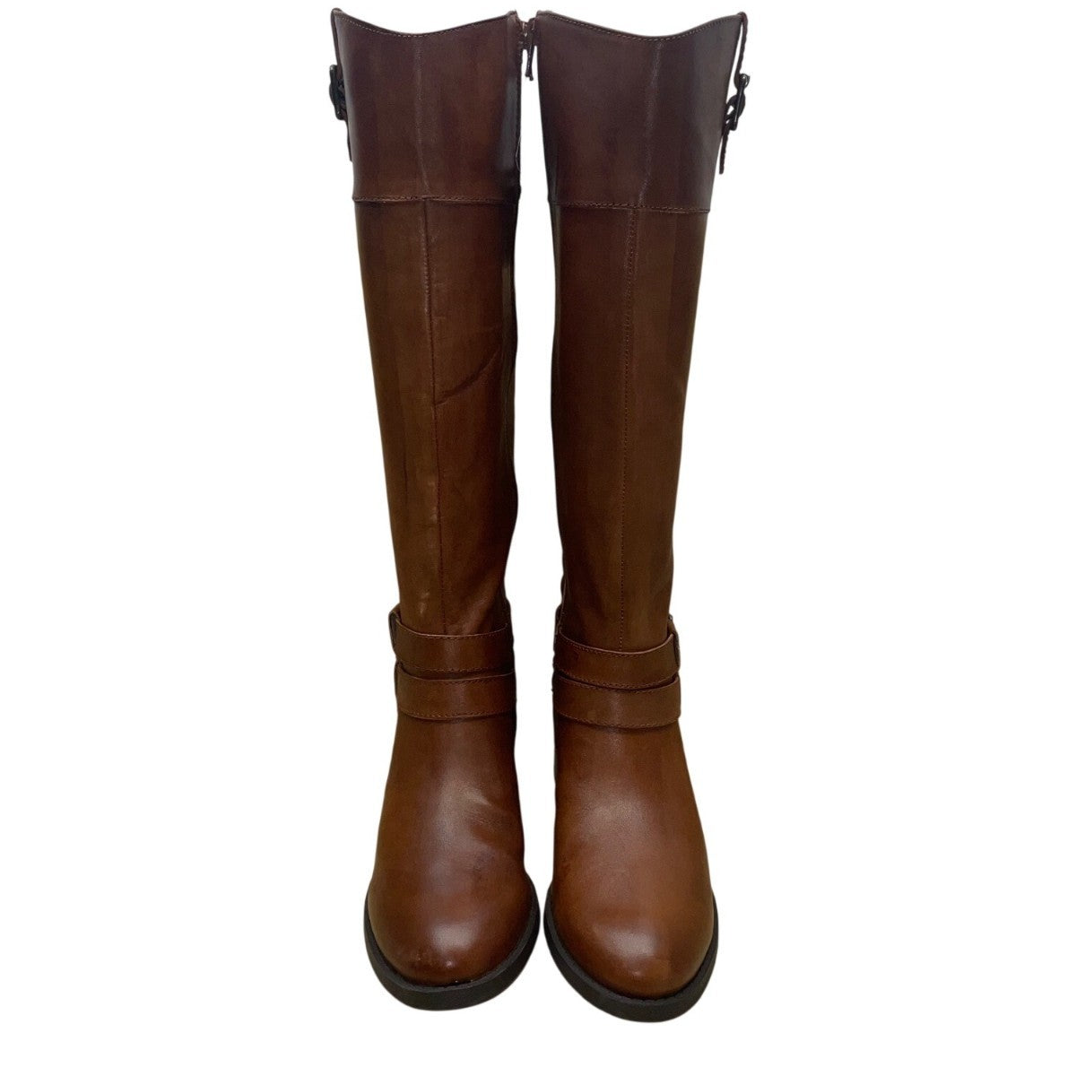INC Women’s Cognac Brown Leather Knee High Fahnee Riding Boots Size 7M