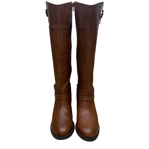 INC Women’s Cognac Brown Leather Knee High Fahnee Riding Boots Size 7M