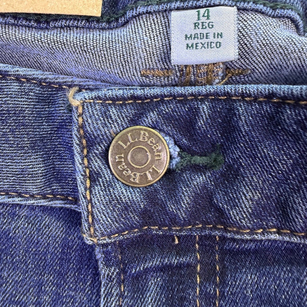 L.L. Bean Womens Blue Cotton Blend Straight Leg Jeans Favorite Fit Size 14 R
