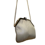 Women's Beige Leather Interior Burgundy LiningChain Strap Clutch Crossbody Bag