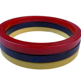 Vintage Bakelite Womens Red Yellow Black Bangles Jewelry Set Lightweight Design