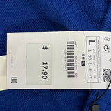 Zara Blue Elastic Waist Cotton Shorts Womens Size L New