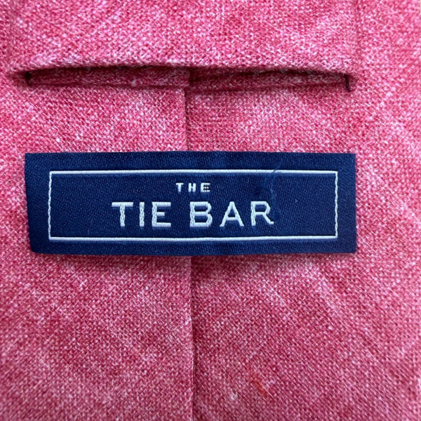Tie Bar Mens Pink Linen Necktie Polished Slim Fit Modern Look Solid Design