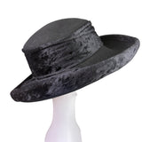 Importina Bollman Unisex Black Velvet-Finish Wool Vintage Style Wide Brim Hat