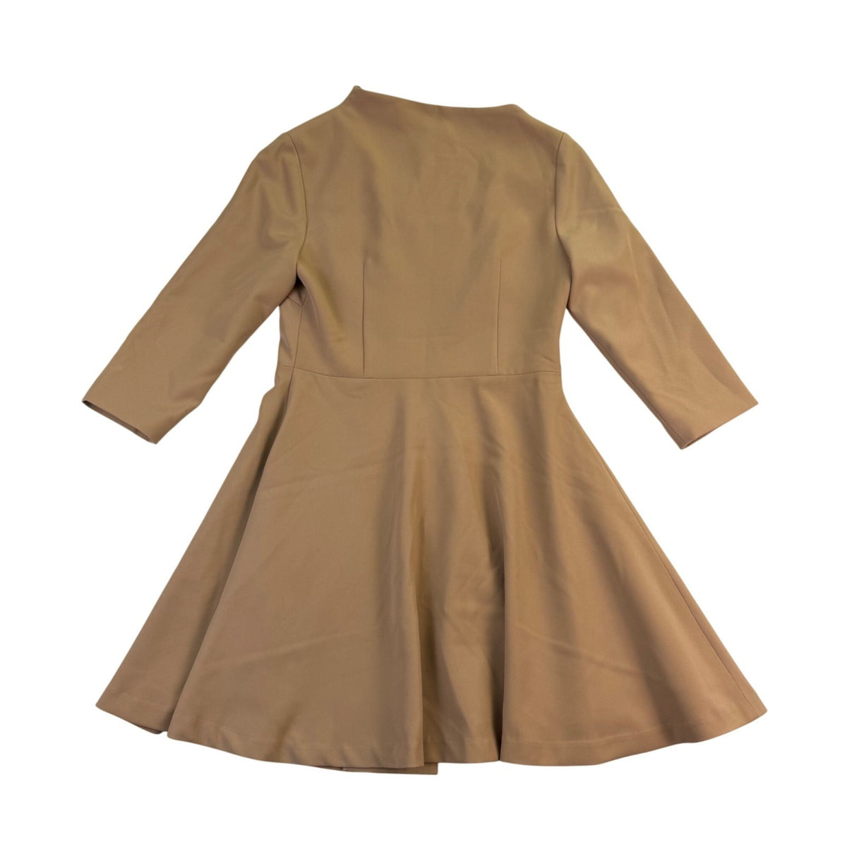Quaint Womens Tan 3/4 Sleeve A-Line Coat Dress Stylish Essential Size 36