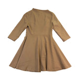 Quaint Womens Tan 3/4 Sleeve A-Line Coat Dress Stylish Essential Size 36