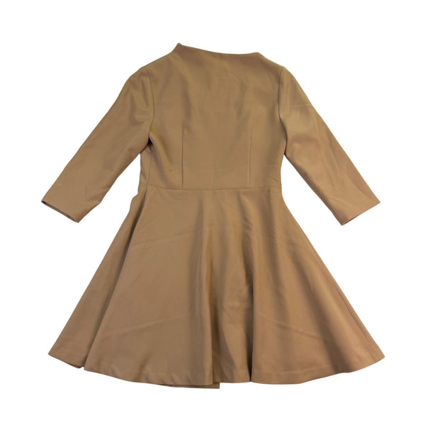 Quaint Womens Tan 3/4 Sleeve A-Line Coat Dress Stylish Essential Size 36