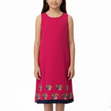 Lovu Kids Girls Pink Sleeveless Embroidered Dress Floral Accents Size 28