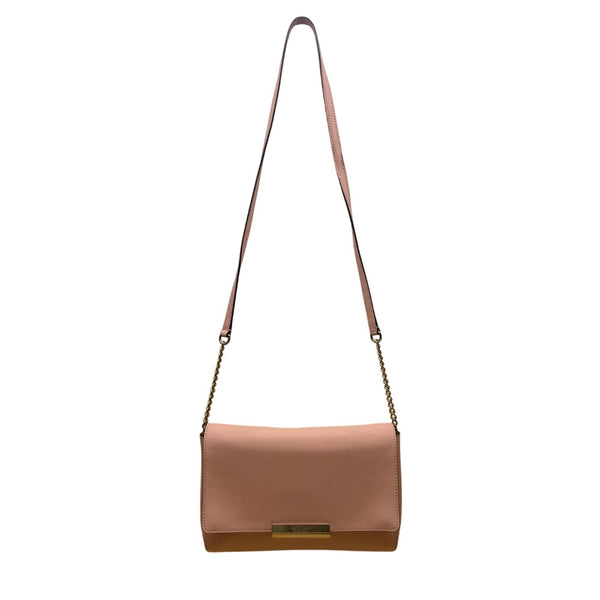 Kate Spade Women’s Pink Saffiano Leather Gold Chain Strap Flap Shoulder Bag