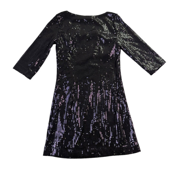 White House Black Womens Black Sequin Shift Dress Size S