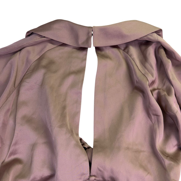 Asos Womens Mauve Tie-Front Long-Sleeve Dress Buttoned Size US 10