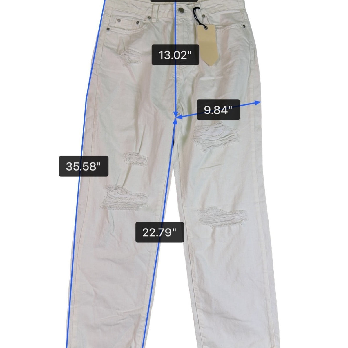 Banjara Womens White Distressed Straight-Leg Jeans With Raw Hem Size 9/28