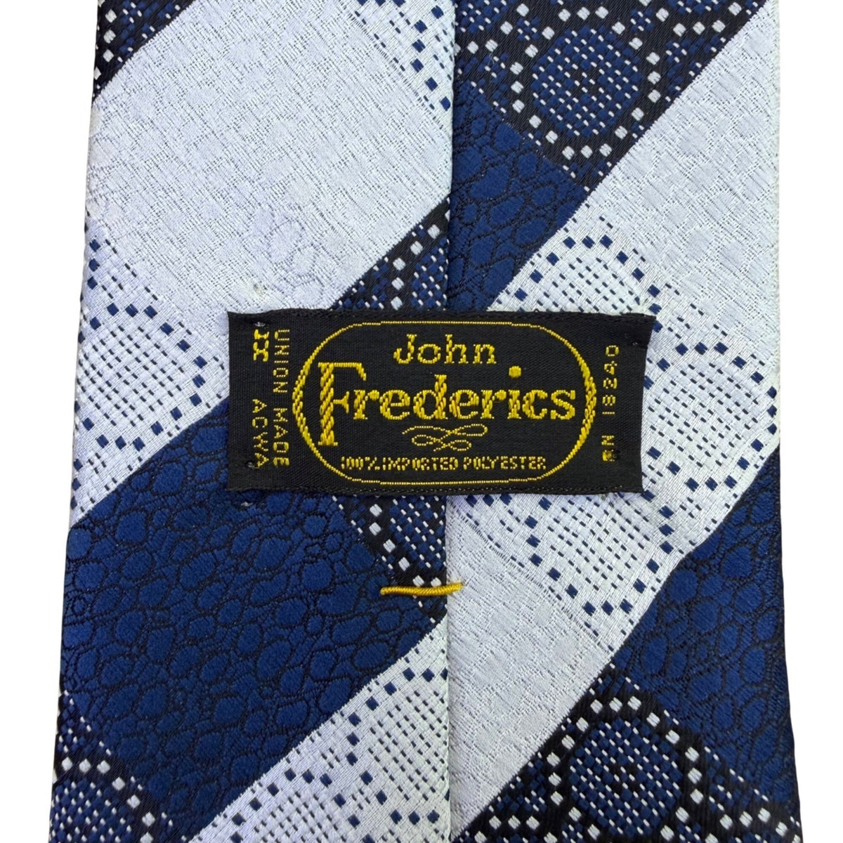 John Frederics Mens Blue/White Polyester Argyle Necktie Geometric Design