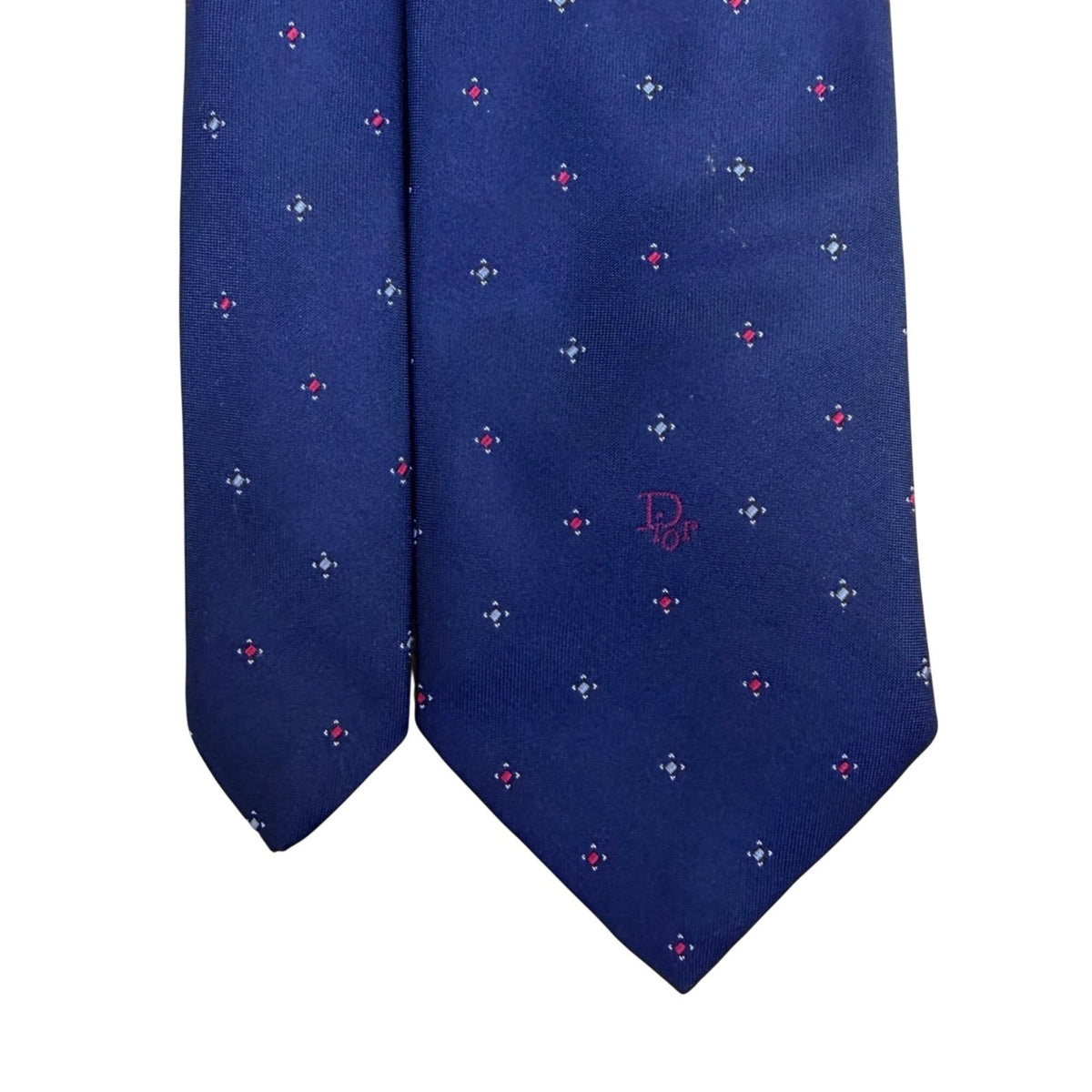 Christian Mens Navy Blue Polyester & Silk Necktie Patterned Classic