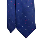 Christian Mens Navy Blue Polyester & Silk Necktie Patterned Classic