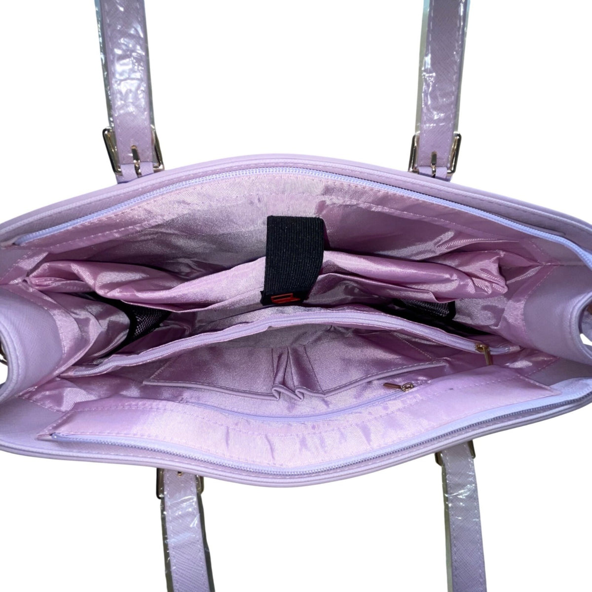 Nubily Women’s Lavender Faux Leather With Long Straps Zipper Pocket Laptop Tote