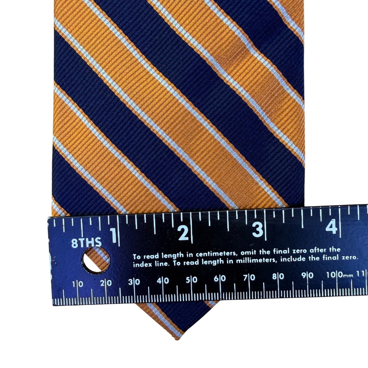 Paul Fredrick Mens Navy & Gold 100% Italian Silk Striped Hand-Tailored Tie