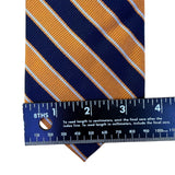 Paul Fredrick Mens Navy & Gold 100% Italian Silk Striped Hand-Tailored Tie