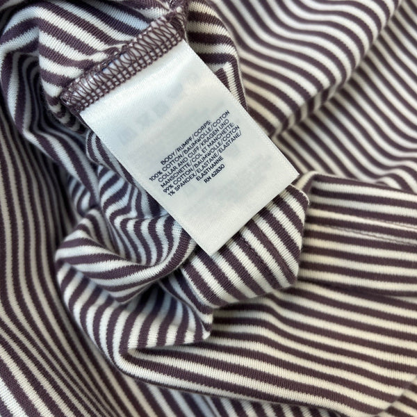 Lands End Mens Purple/White Striped Supima Polo Shirt Short Sleeve Sz 46-48