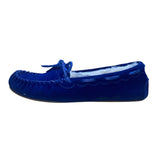 Talbots Women’s Blue Velvet Faux Fur-Lined Top Sider Moccasin Slippers Size 6M