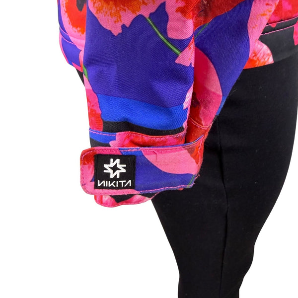 Nikita Womens Black & Floral Hooded Jacket Medium Weatherproof Stylish Design M
