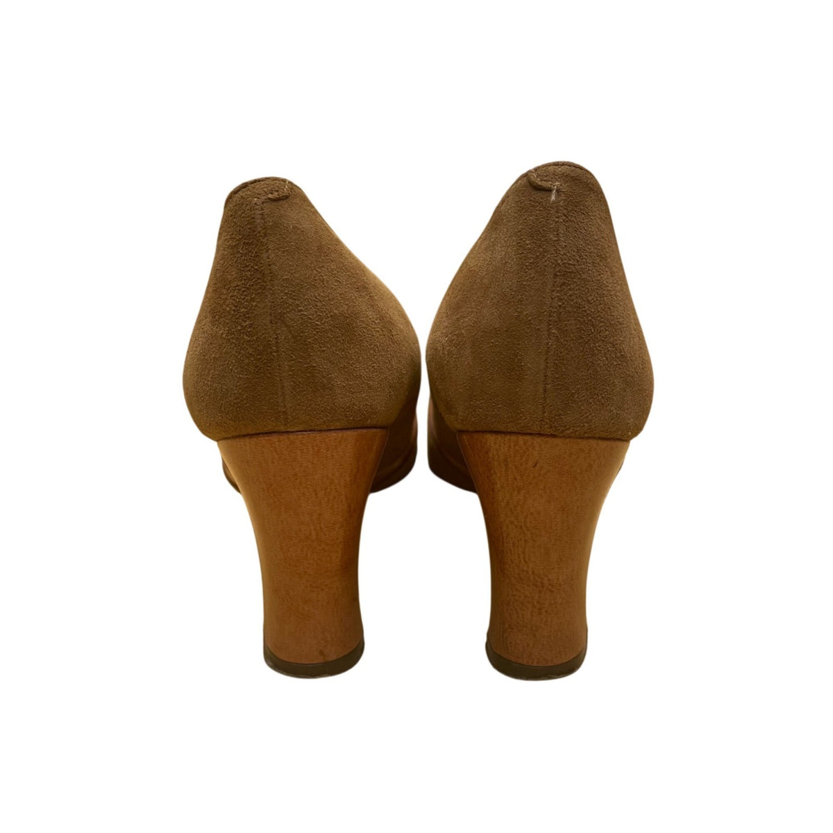 Miss Holmes Women’s Brown Suede Vintage-Style Lace-Up Block Heel Pumps 7.5