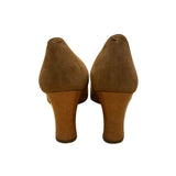 Miss Holmes Women’s Brown Suede Vintage-Style Lace-Up Block Heel Pumps 7.5