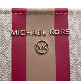 Michael Kors Women’s White Pink Signature Monogram three Stripe Belt Bag S/M
