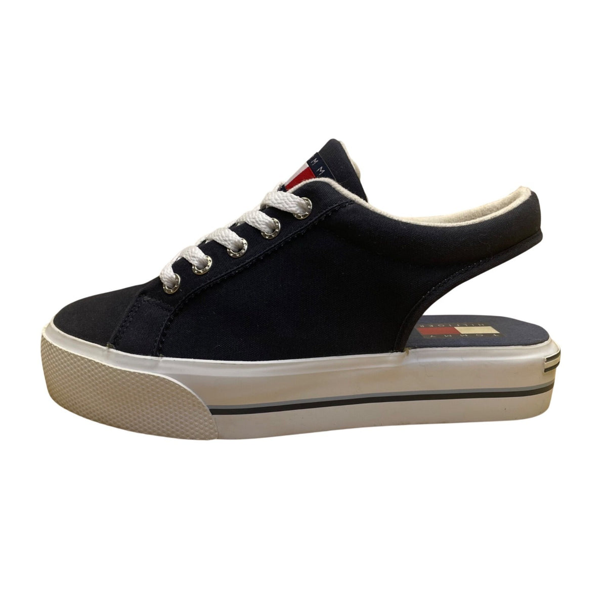 Tommy Hilfiger Men’s Navy Canvas Slip-On Lace-Up  Backless Sneakers Size 7.5