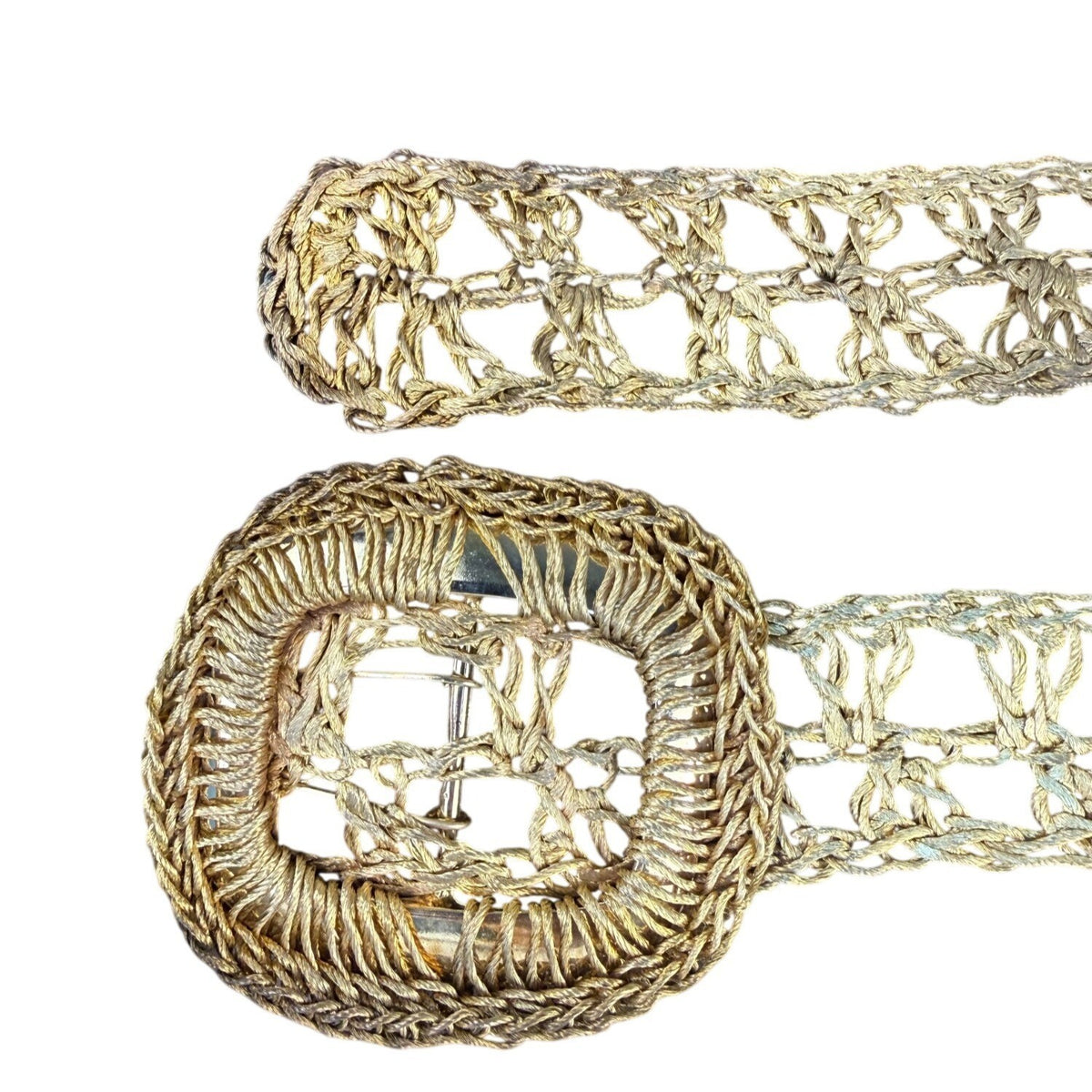 Vintage Gold Woven Rope Belt Womens Accessories Adjustable Length Boho Style