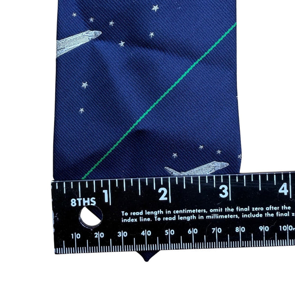 Smithsonian Mens Navy Silk/Poly Space Shuttle Tie Blue Starry NASA Design
