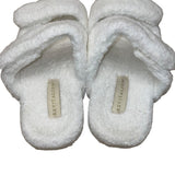 Revitalign Women’s White Fuzzy Comfortable Double Straps Slide Sandals Size 9.5B