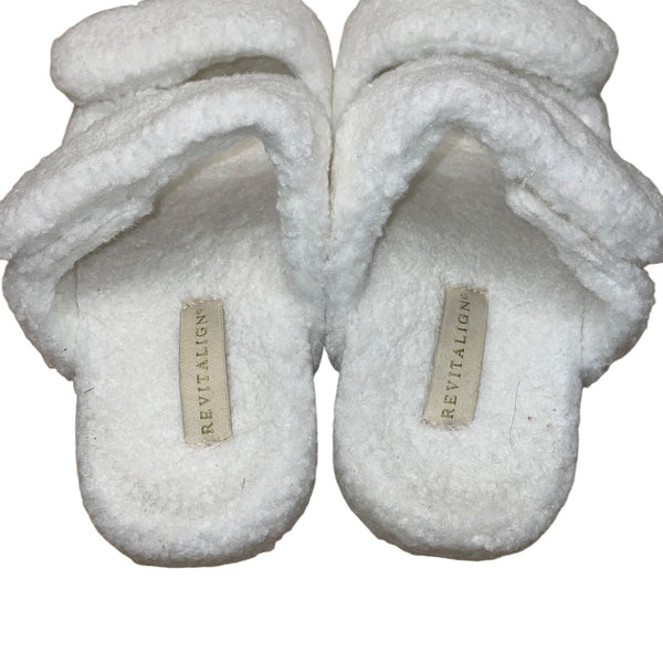 Revitalign Women’s White Fuzzy Comfortable Double Straps Slide Sandals Size 9.5B