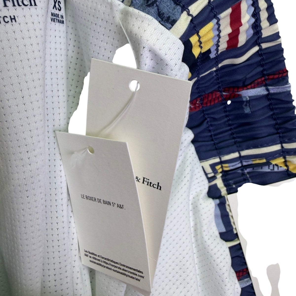 Abercrombie & Fitch Mens Multicolor Swim Trunk Nautical Print Mesh Lining  Sz XS