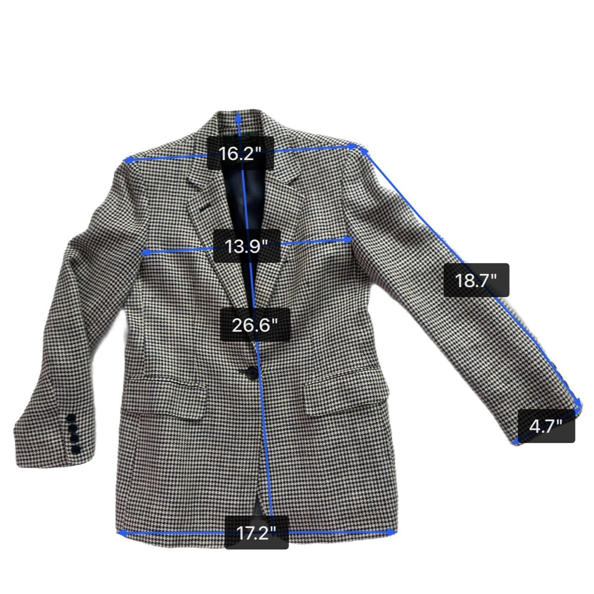 Lauren Ralph Lauren Womens Navy & Beige Houndstooth Linen Blazer Jacket Size 6P