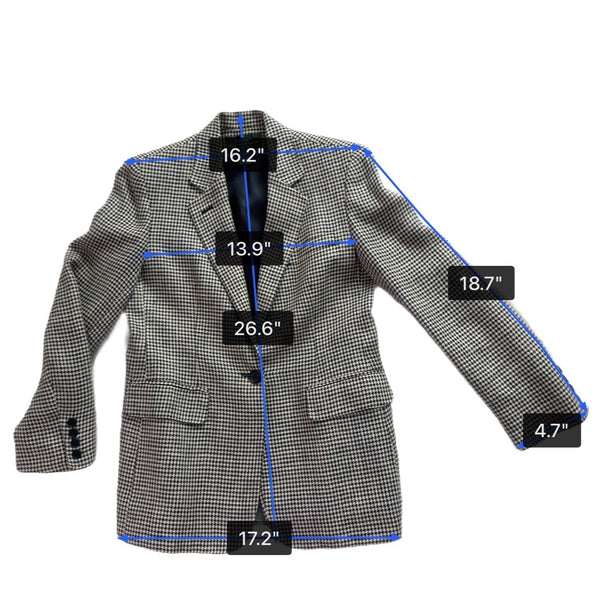 Lauren Ralph Lauren Womens Navy & Beige Houndstooth Linen Blazer Jacket Size 6P