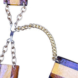 Handcrafted Vintage Wood & Metal Segment Chain Belt Brown/Yellow Unique Design