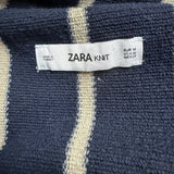 Zara Womens Navy Striped Open Front Cardigan Sweater Sz M
