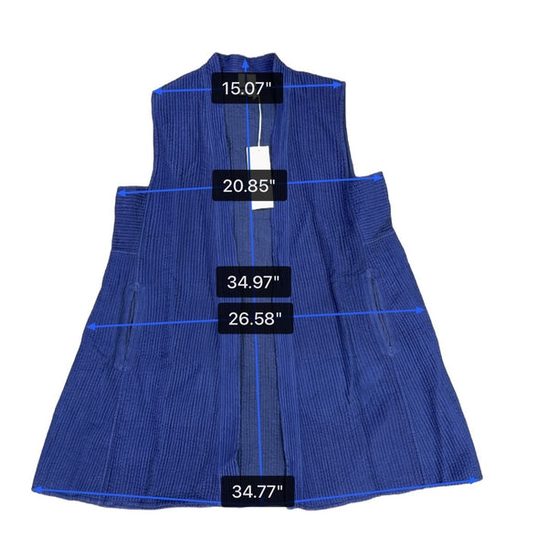 Nayika Womens Blue Open Front Sleeveless Vest Lightweight Elegant Design Sz M