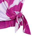 Ann Taylor Womens Pink & White Cotton Floral Print Tie-Front Top Size L