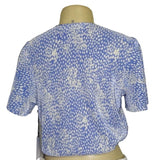 ASTR The Label Womens V-Neck Short Sleeve Top Size S Blue Abstract Print New