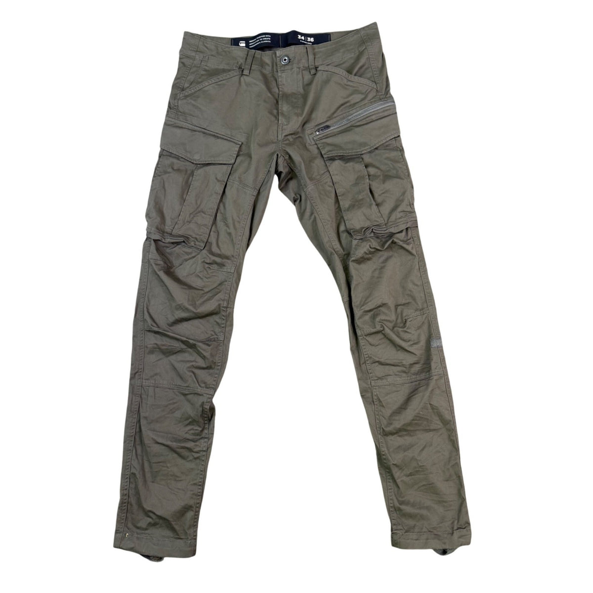 G-Star Raw Mens Olive Cargo Pants Multi-Pocket Durable Design Size 34x36