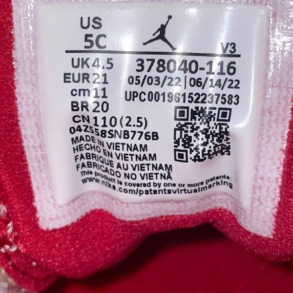 Air Jordan Kids White & Red Patent Leather High-Top Retro 11 Crib Shoes Size 5C