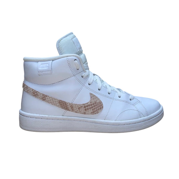 Nike Women’s White & Beige Snakeskin Swoosh Court Royale 2 Sneakers  Size 8.5
