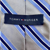 Tommy Hilfiger Mens Blue Striped 100% Silk Necktie Classic Style Office Wear