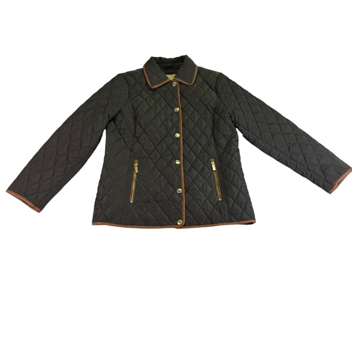 Michael Michael Kors Womens Olive Quilted Jacket Classic Design Sz L