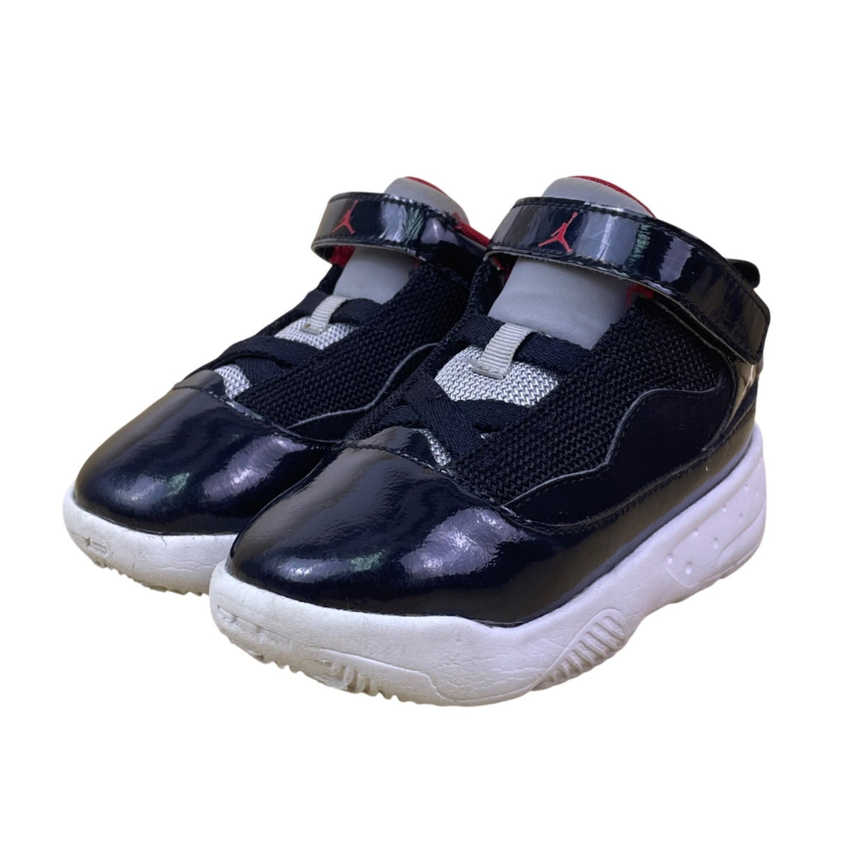 Jordan Kids Black & Red Patent Hook & Loop Closure Lightweight Sneaker Size 8C