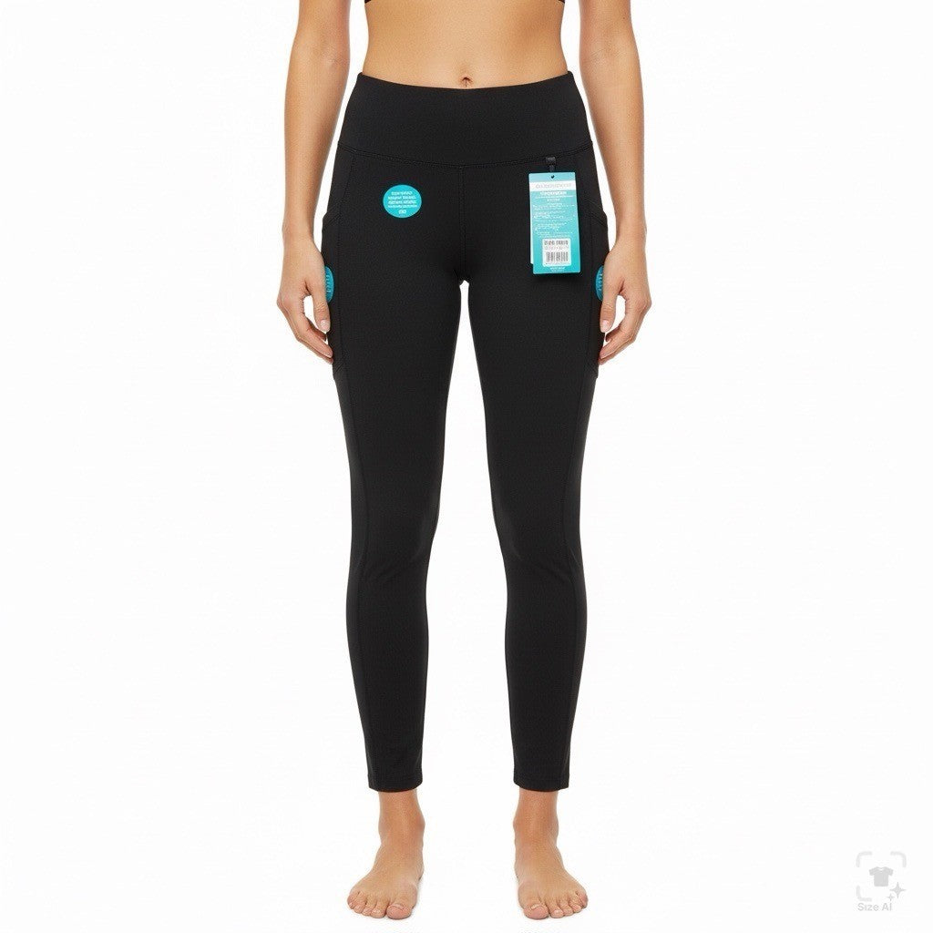 Marika Womens Black Capri Leggings With Pockets Small Stretchy Activewear