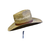 Dorfman Pacific Mens Natural Fibre Straw Western Hat Medium Handmade Brown Band
