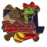 10th Anniversary Patriots Softball Pin With Louisiana State Design & Frog Mascot